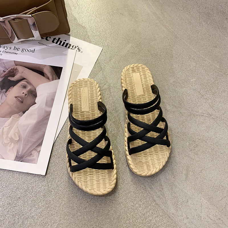 Sandalias Mujer Romana Tiras Cruzadas