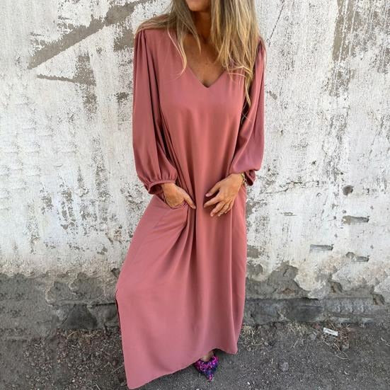 Vestido Largo Elegante con Mangas Rizadas