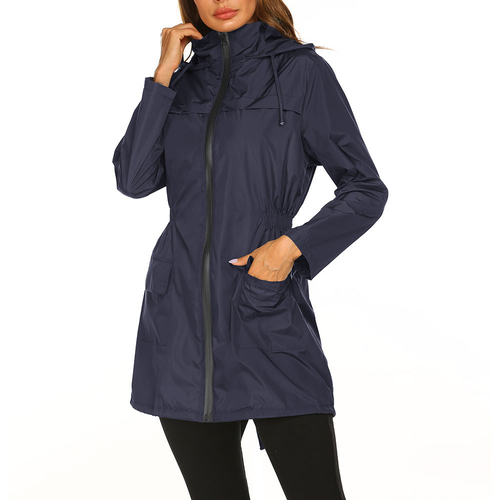 Chaqueta agua impermeable mujer capucha cortaviento