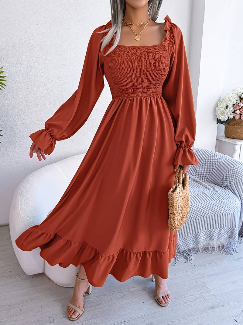 Vestido Elegante con Volantes Florales