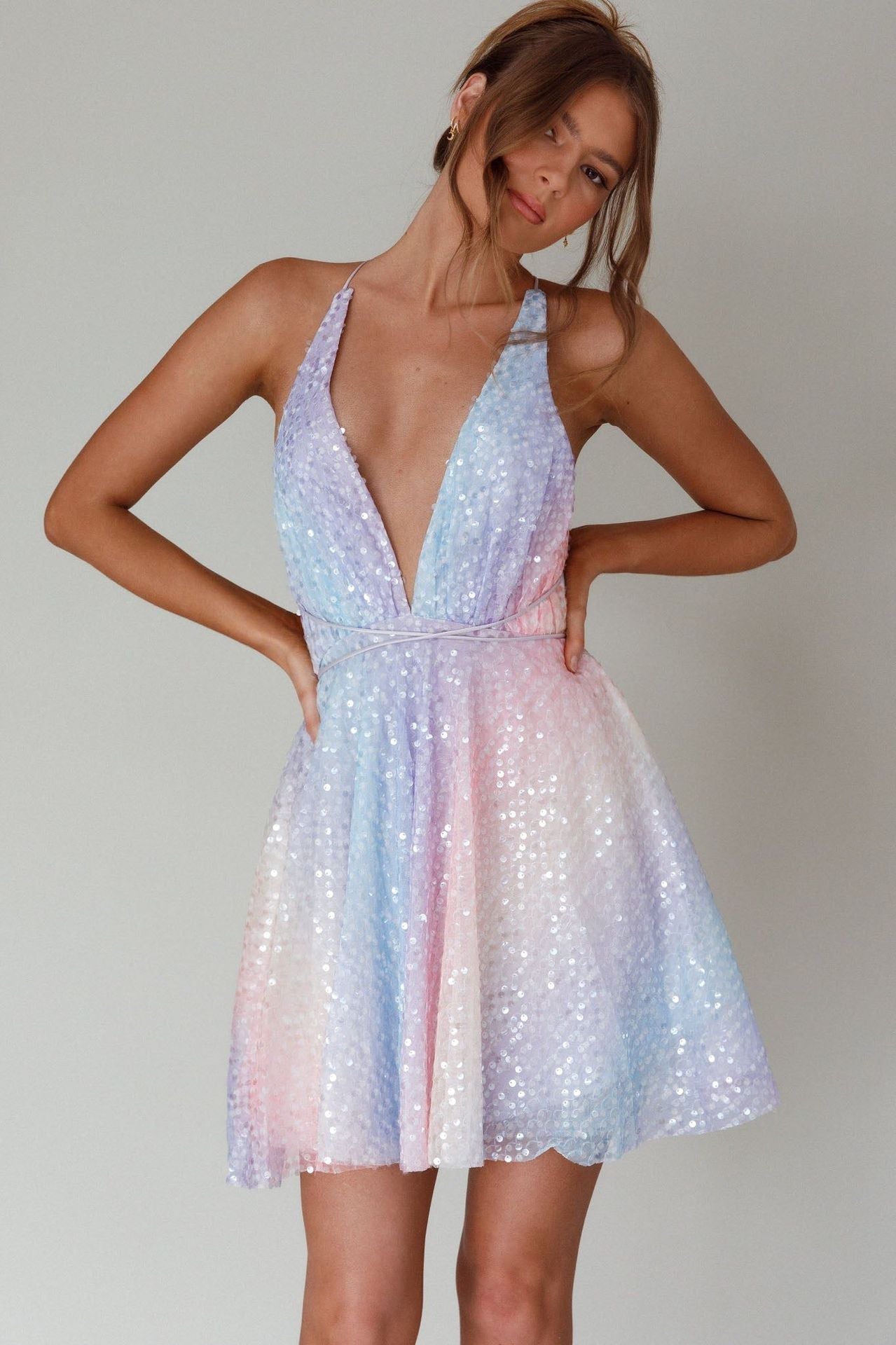 Vestido de Fiesta Lentejuelas Elegante Contraste - Vestiria