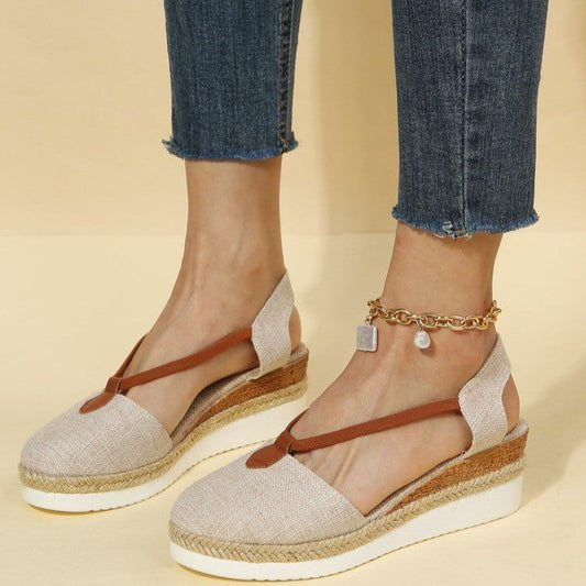 Sandalias Mujer Cuña Tejido Natural Elegantes - Vestiria