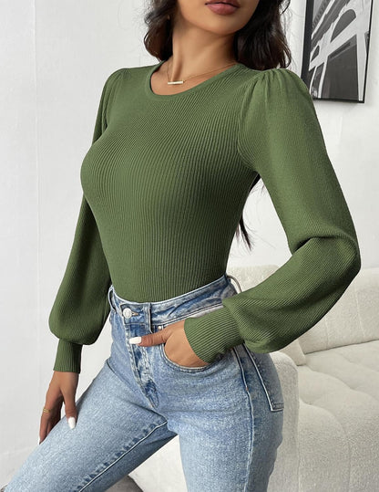 Blusa de Punto Suave y Elegante Manga Larga