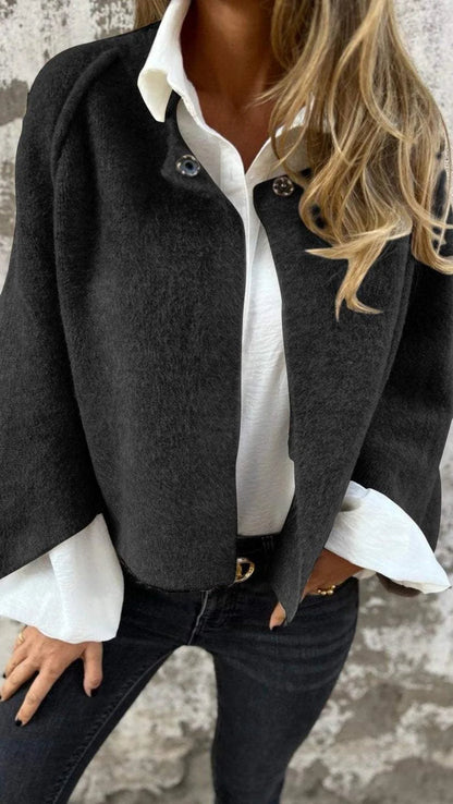 Chaquetón Mujer Lana Cuello Redondo