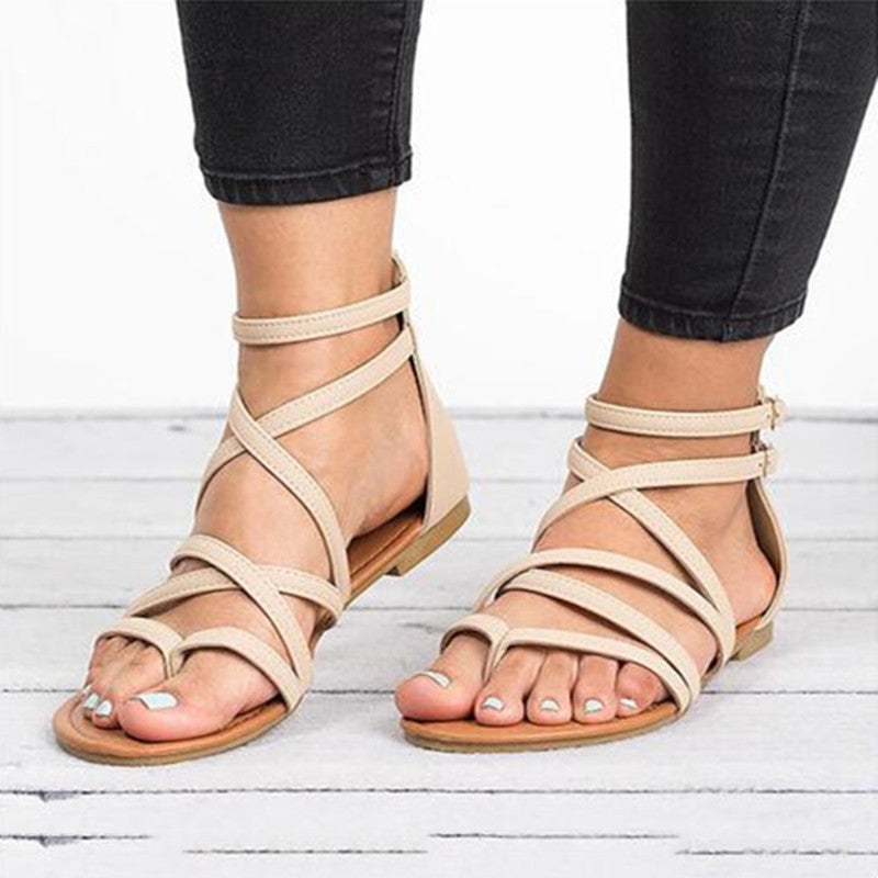 Sandalias Plana Mujer Verano con Correas Cruzadas y Diseño Chic - Vestiria