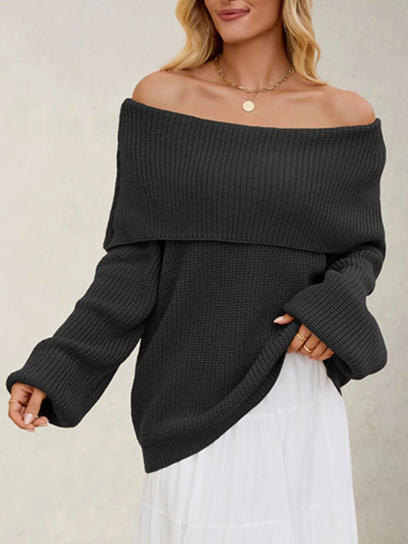 Sudadera Elegante Manga Larga Cuello Alto