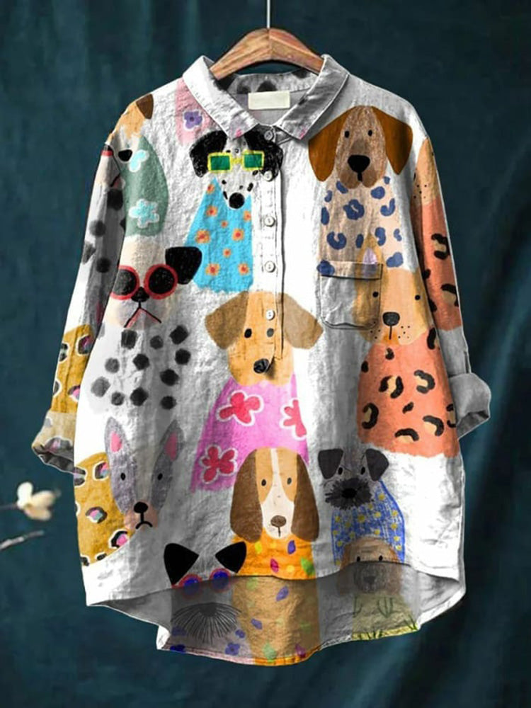 Camisa grande de algodón perros divertida