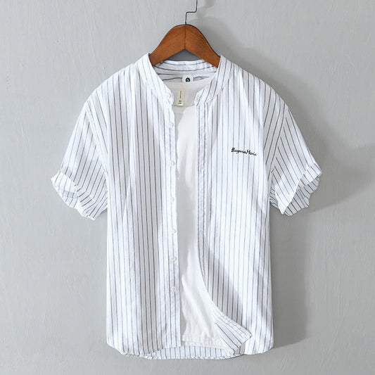 Camisa hombre rayas finas elegante bordado sutil - Vestiria
