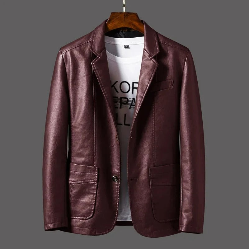 Chaqueta Cuero Hombre Elegante Clásico
