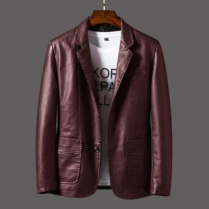 Chaqueta Cuero Hombre Elegante Clásico