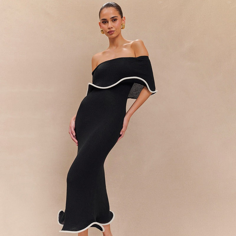 Vestido Largo Mujer Escote Bardot Estilo Sirena - Vestiria