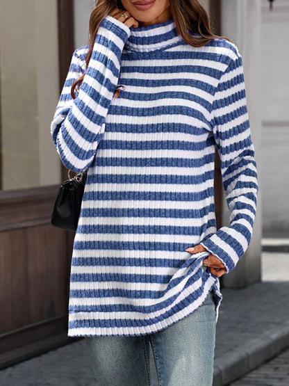 Jersey de Manga Larga Estampado Rayas Cálido
