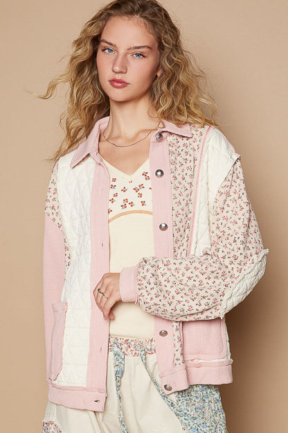 Chaqueta Acolchada Floral Estilo Casual