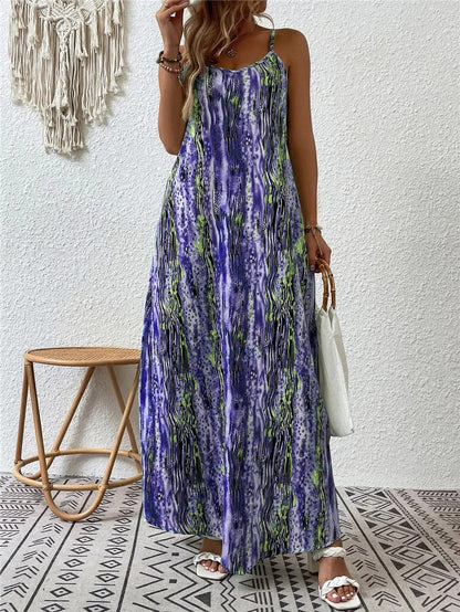 Vestido Boho Largo Sin Mangas Estilo Libre