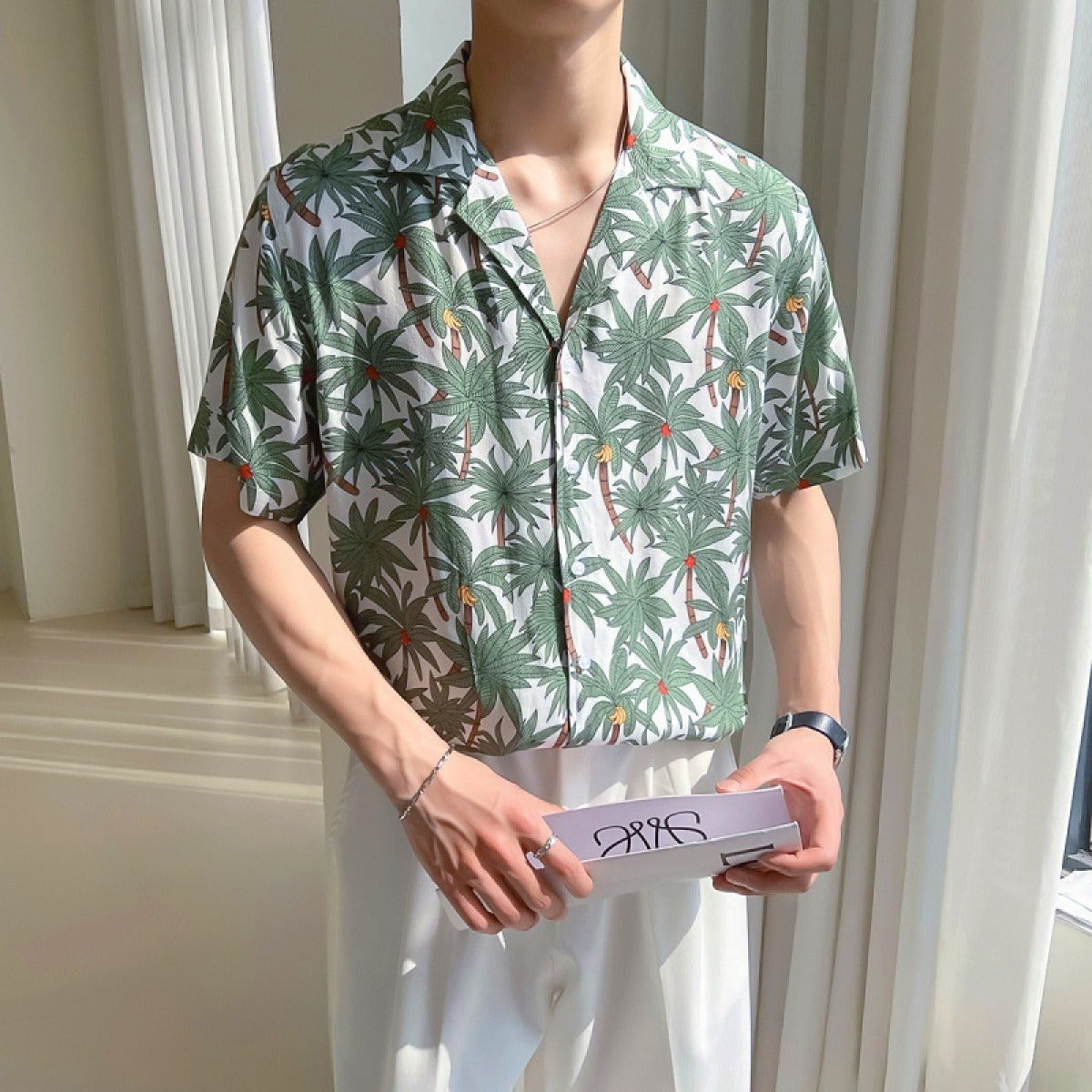Camisa Hombre Estampado Floral Relajada