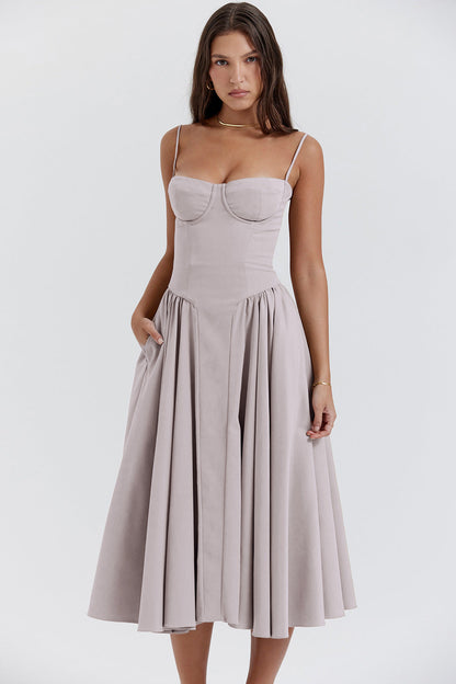 Vestido Midi Vintage Estilo Clásico