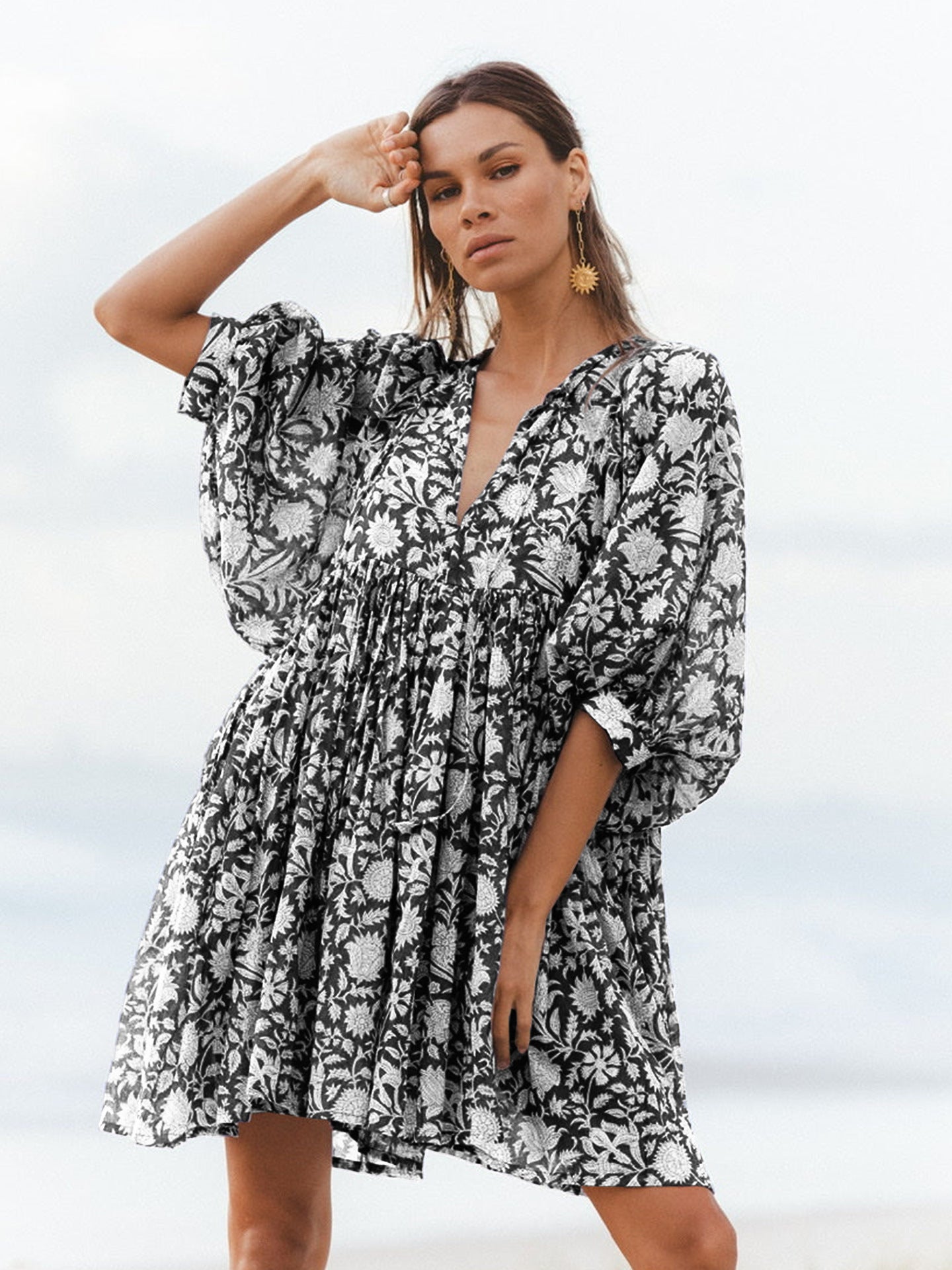 Vestido Floral Veraniego con Mangas Voladas