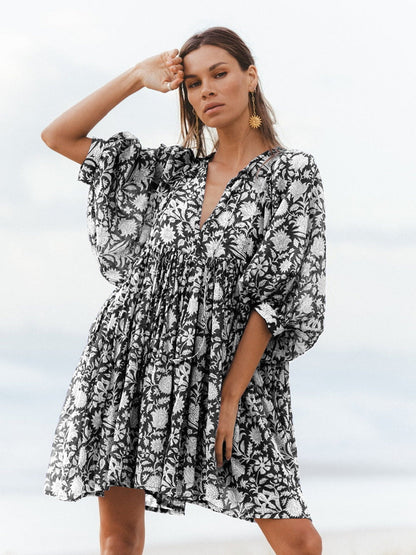 Vestido Floral Veraniego con Mangas Voladas