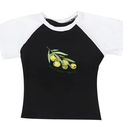 Top Camiseta Oliva Estilo Militar