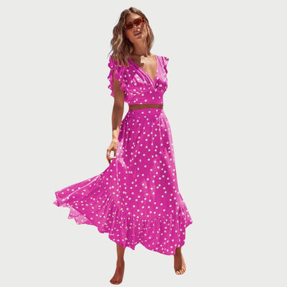 Vestido Elegante con Mangas Aleteadas