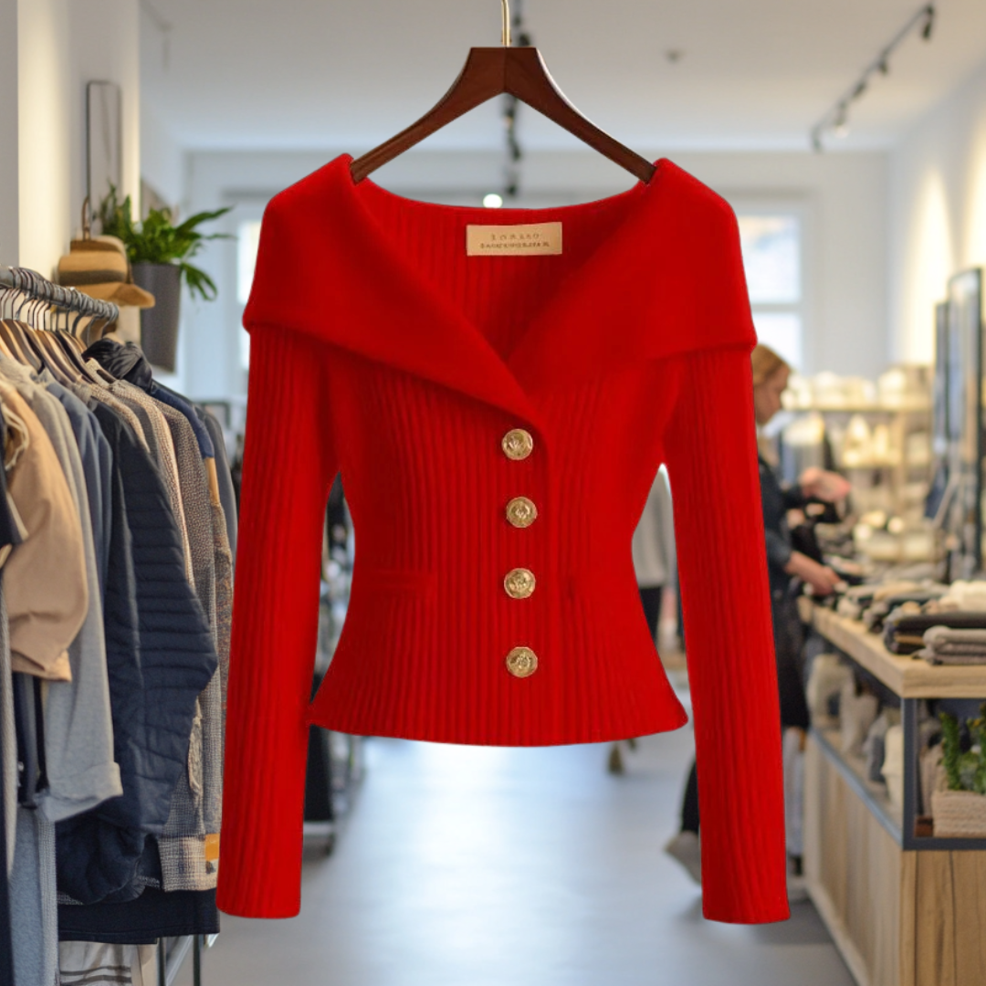 Jersey Mujer Canalé Elegante Botones