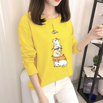 Camisa Amarilla Algodón Manga Larga Mujer