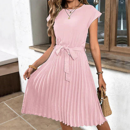 Vestido Midi Plisado Elegante Mujer