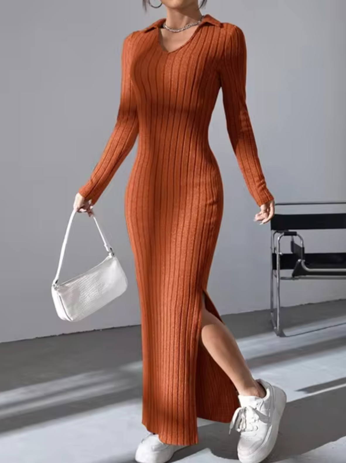 Vestido Largo y Cómodo de Punto para Mujer