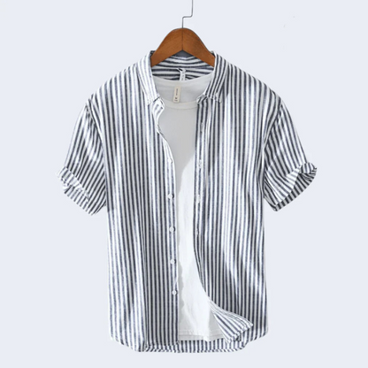 Camisa Hombre Rayas Manga Corta Clásica - Vestiria