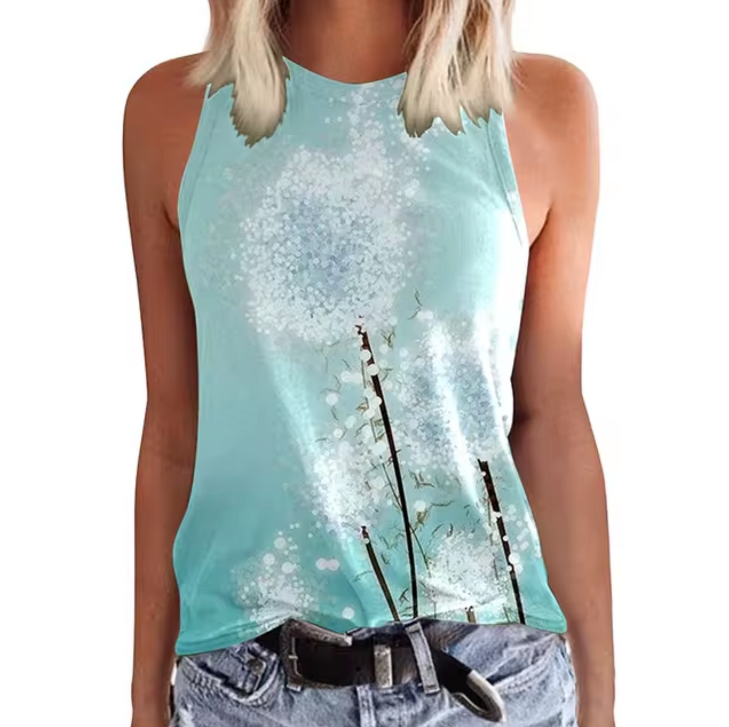 Top de Verano Florido sin Mangas