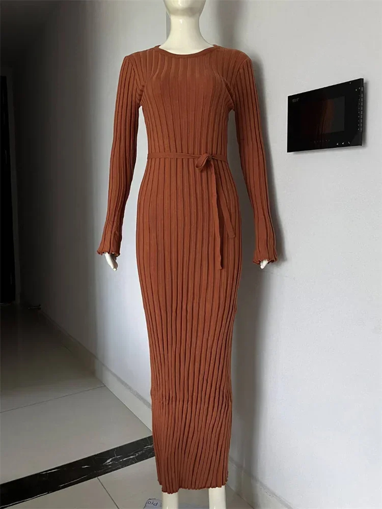 Vestido Largo Cuello Alto Elástico Mujer