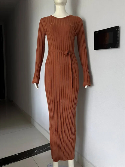 Vestido Largo Cuello Alto Elástico Mujer