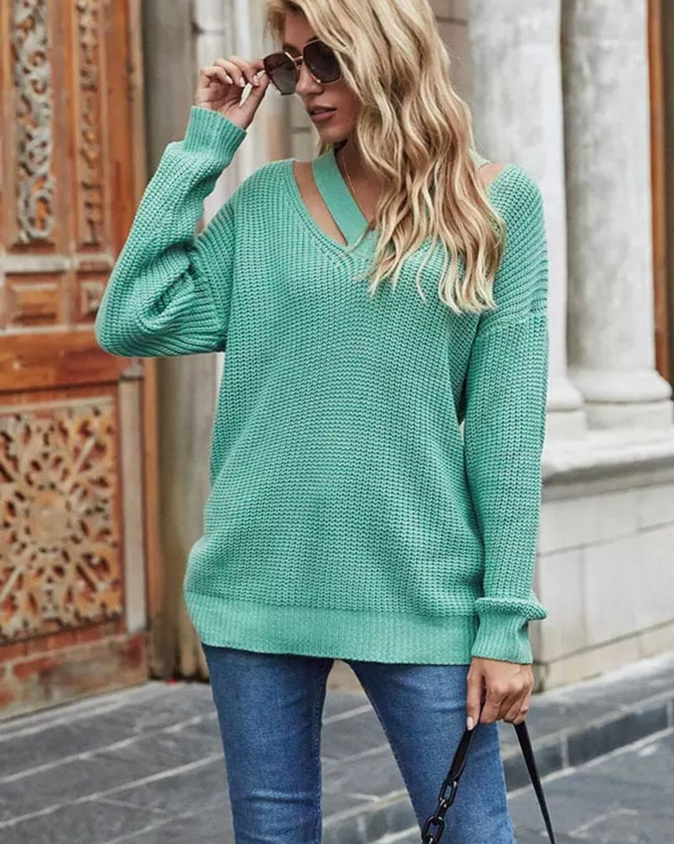 Sudadera Punto Grande Cuello Pico