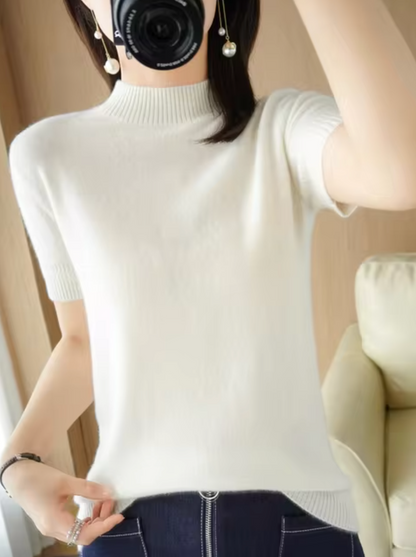 Sudadera de punto cuello alto manga corta