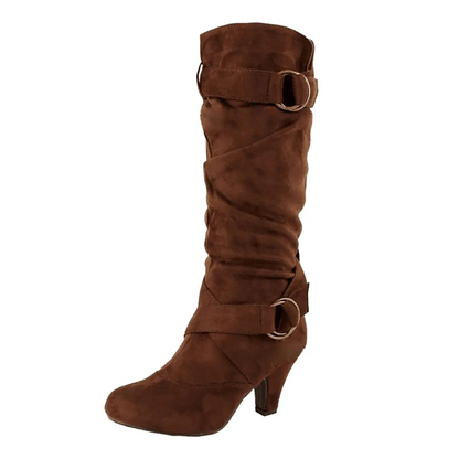 Botas Mujer Cuero Suave Hebilla Plata
