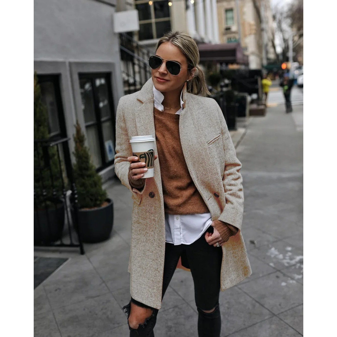 Abrigo Trench Clásico Mujer Corte Medio