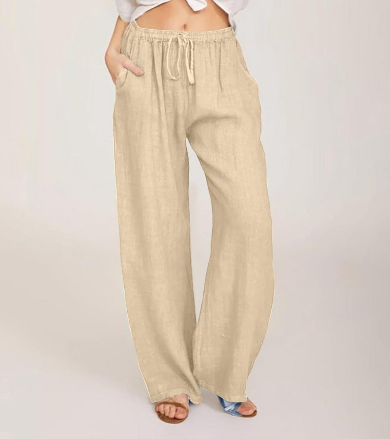 Pantalones Mujer Cintura Alta y Rectos Ligeros