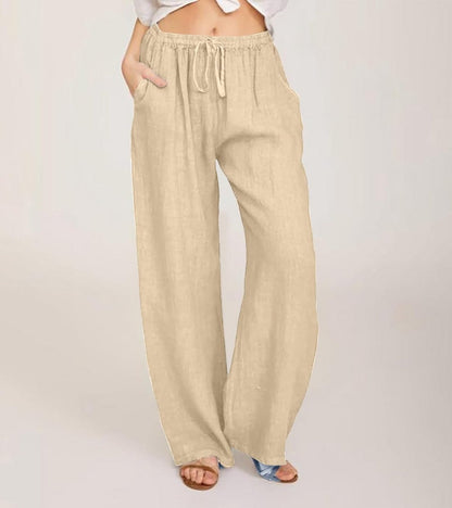 Pantalones Mujer Cintura Alta y Rectos Ligeros