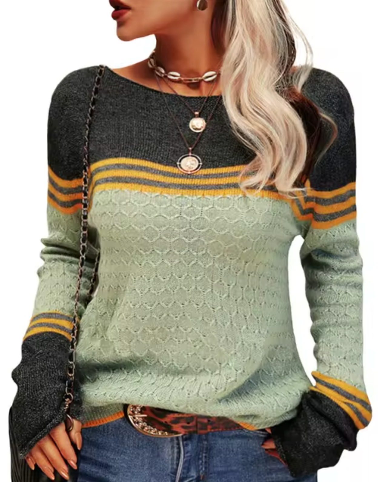 Jersey de punto ajustado elegante mujer