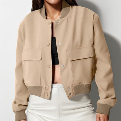 Chaquetilla Mujer Cuello Alto Bolsillos Grandes