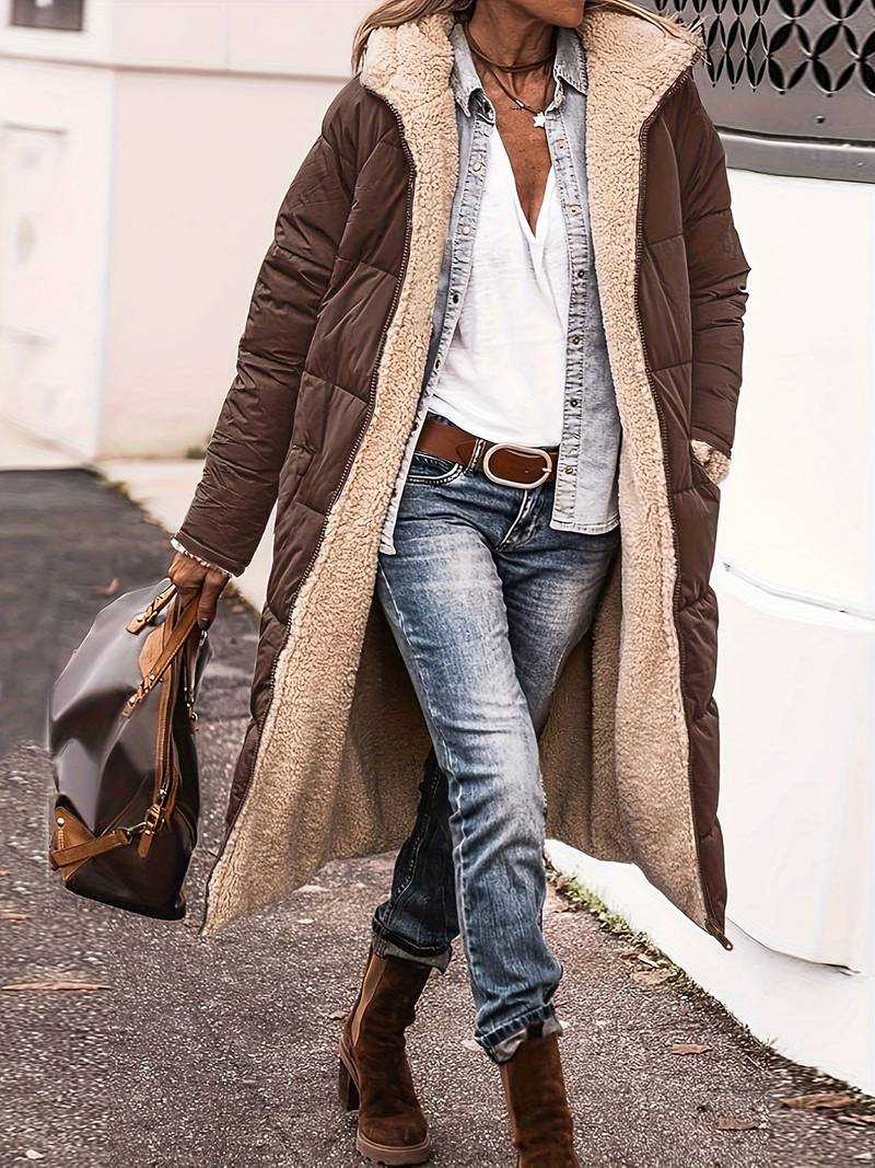 Chaqueta Acolchada Parka Con Capucha Grande