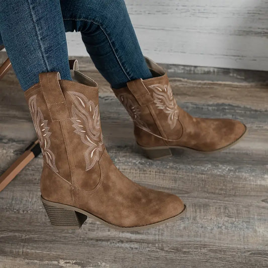 Botas Mujer Tacón Ancho Vintage - Vestiria