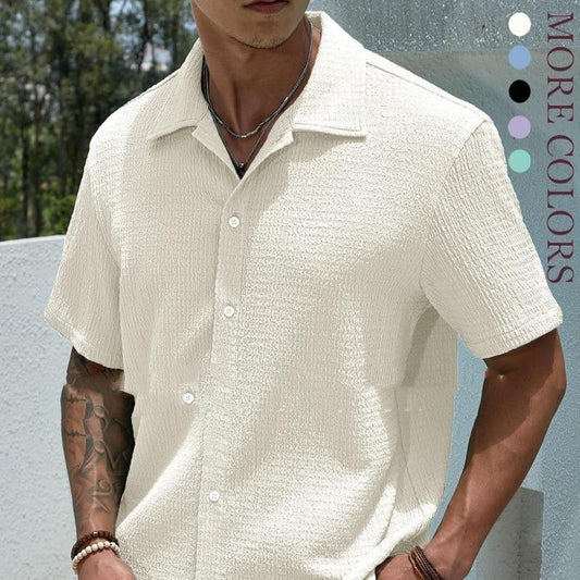 Camisa Hombre Manga Corta Color Plano - Vestiria
