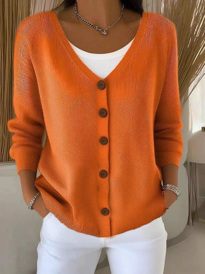 Cárdigan Mujer Cuello en V Botones Elegante