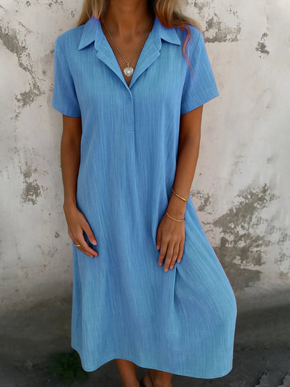 Vestido Largo Cómodo Manga Corta Casual
