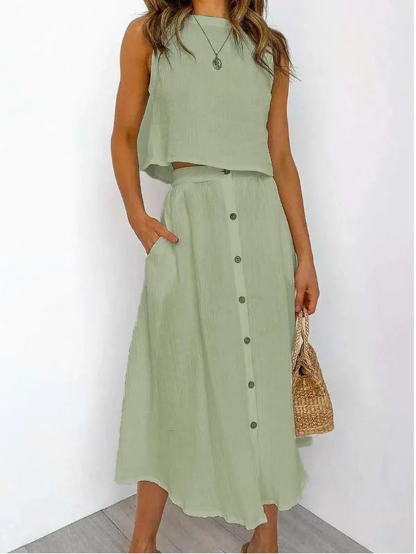 Conjunto Mujer Primavera Verano Blusa y Falda