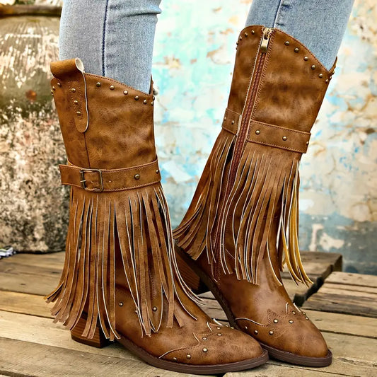 Botas Vaqueras Mujer Tacón Alto Resistente - Vestiria