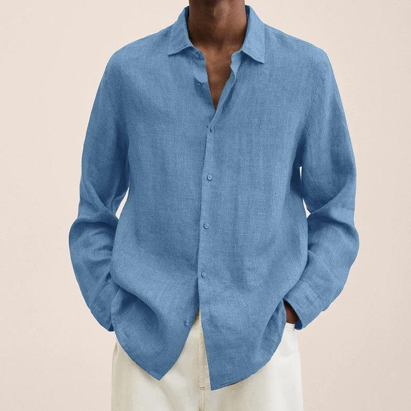 Camisas Lino Hombre Manga Larga Elegantes