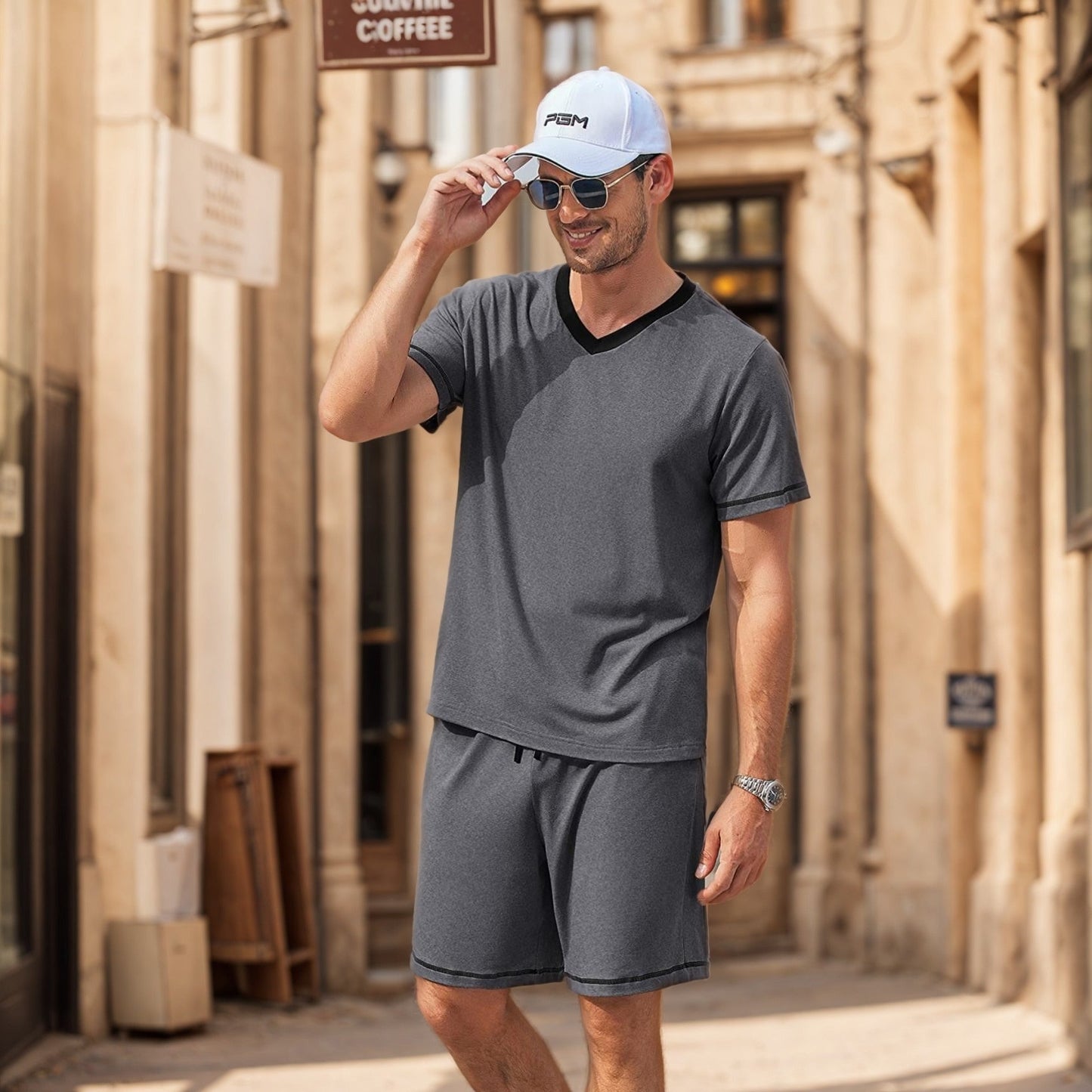 Camiseta Hombre Algodón Ligero Cuello V