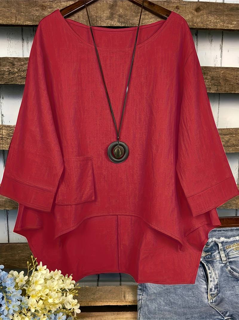 Blusa cómoda cuello redondo mujer